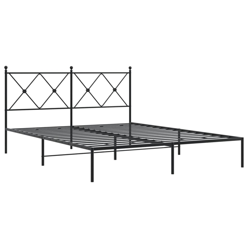 vidaXL Rectangular Powder-Coated Steel King Bed Frame in Black