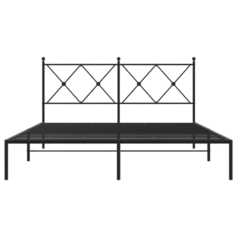 vidaXL Rectangular Powder-Coated Steel King Bed Frame in Black
