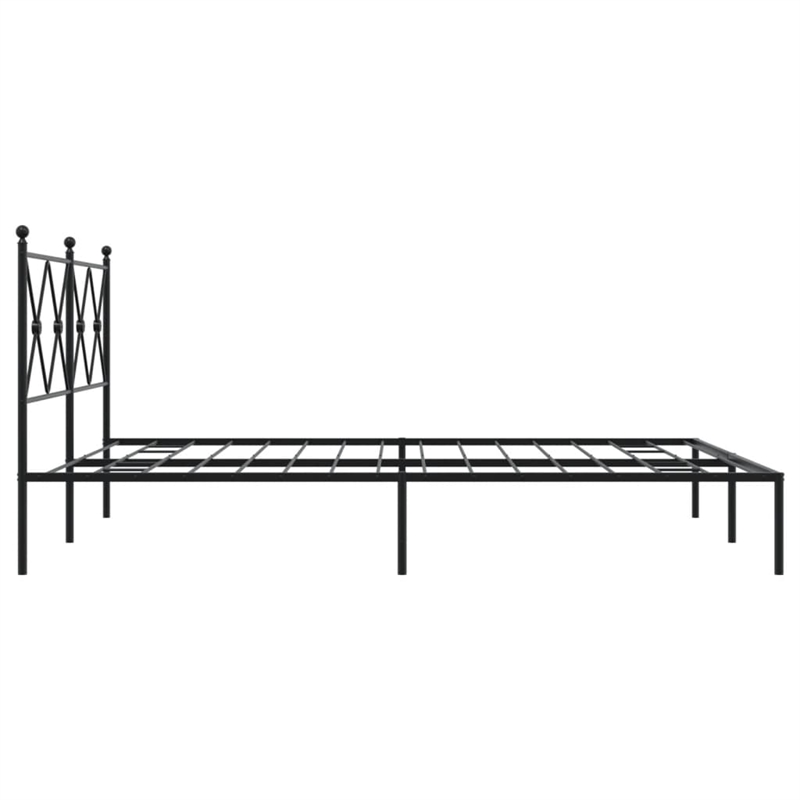 vidaXL Rectangular Powder-Coated Steel King Bed Frame in Black