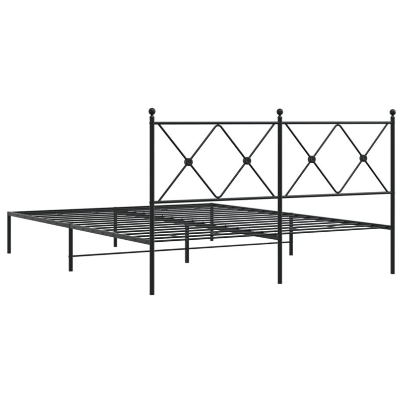 vidaXL Rectangular Powder-Coated Steel King Bed Frame in Black