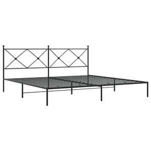 vidaXL Powder-Coated Steel King/Double Bed Frame in Black