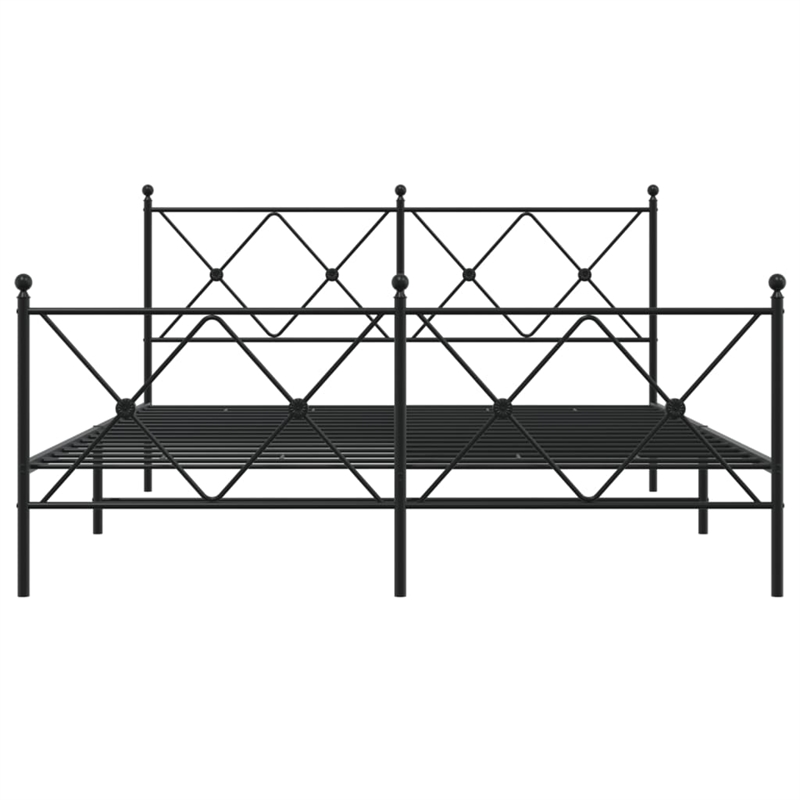 vidaXL Rectangular Powder-Coated Steel King Bed Frame in Black