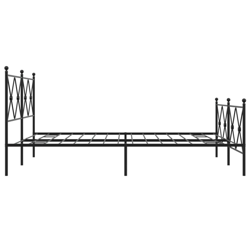 vidaXL Rectangular Powder-Coated Steel King Bed Frame in Black