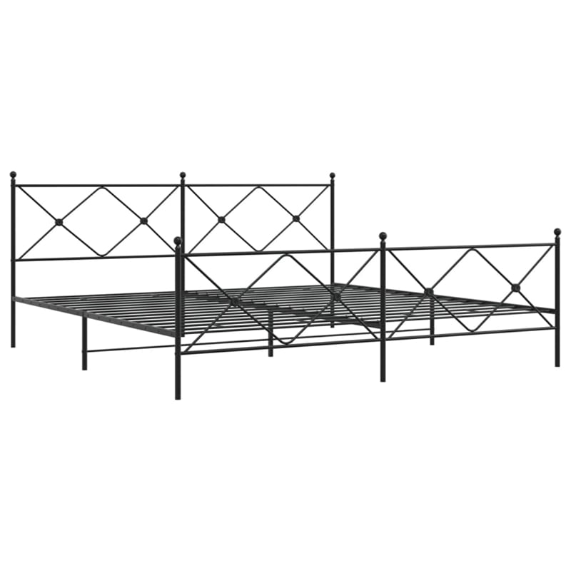 vidaXL Rectangular Steel King/Double Bed Frame in Black