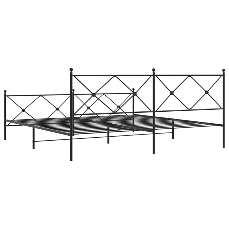 vidaXL Rectangular Steel King/Double Bed Frame in Black