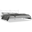 vidaXL Rectangular Powder-Coated Steel Full Bed Frame in White
