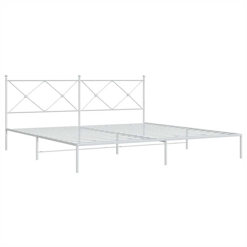 vidaXL Rectangular Powder-Coated Steel Full Bed Frame in White