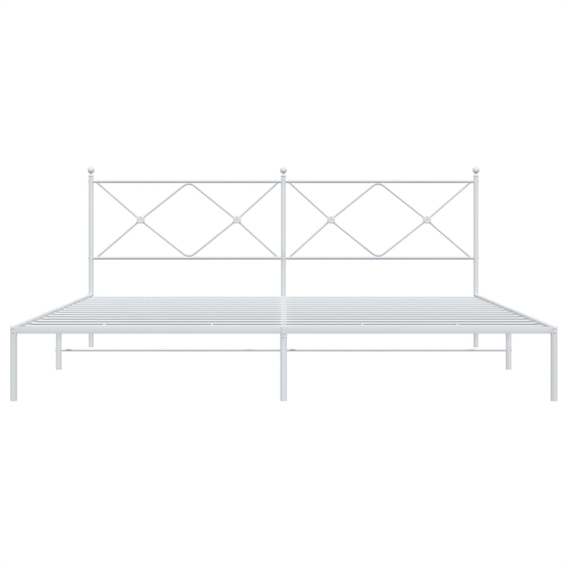 vidaXL Rectangular Powder-Coated Steel Full Bed Frame in White