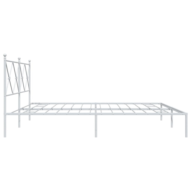 vidaXL Rectangular Powder-Coated Steel Full Bed Frame in White
