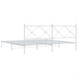 vidaXL Rectangular Powder-Coated Steel Full Bed Frame in White