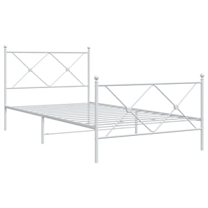 vidaXL 39.4 x 78.7 Rectangular Bed Frame in White Steel