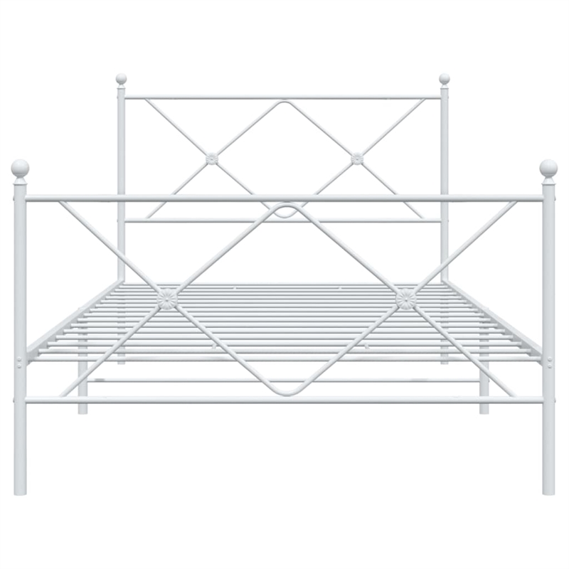 vidaXL 39.4 x 78.7 Rectangular Bed Frame in White Steel