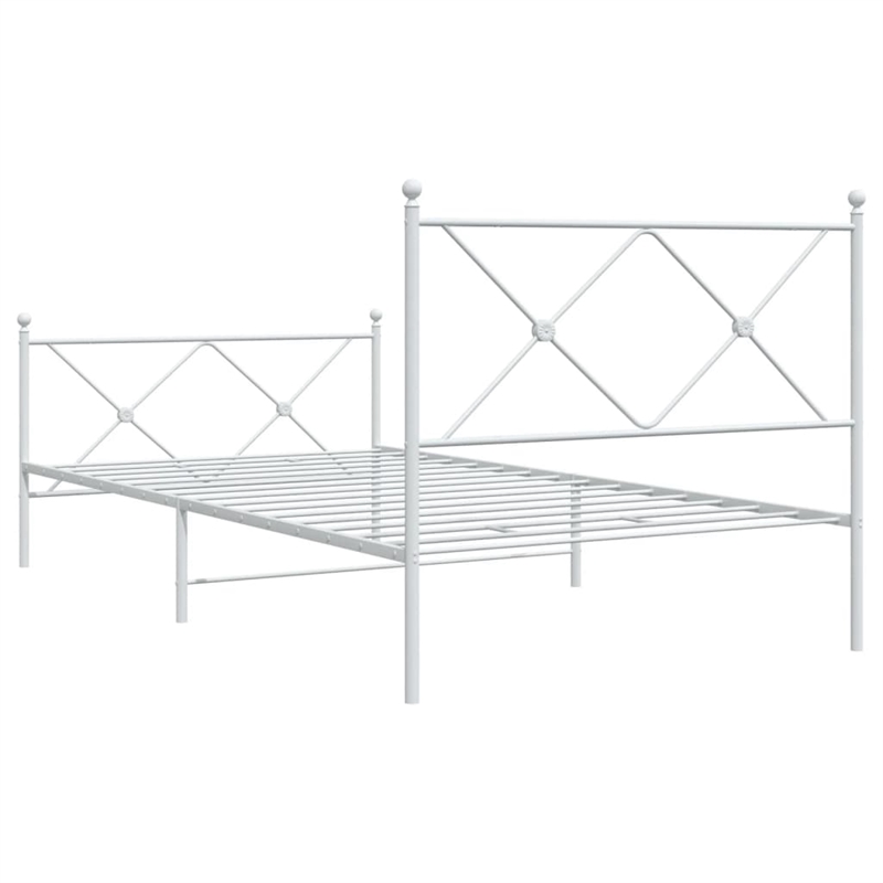vidaXL 39.4 x 78.7 Rectangular Bed Frame in White Steel