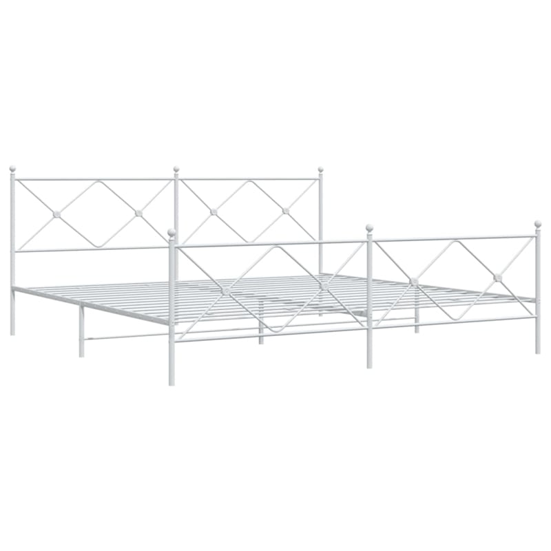 vidaXL 76 x 80 Rectangular Bed Frame in White Steel