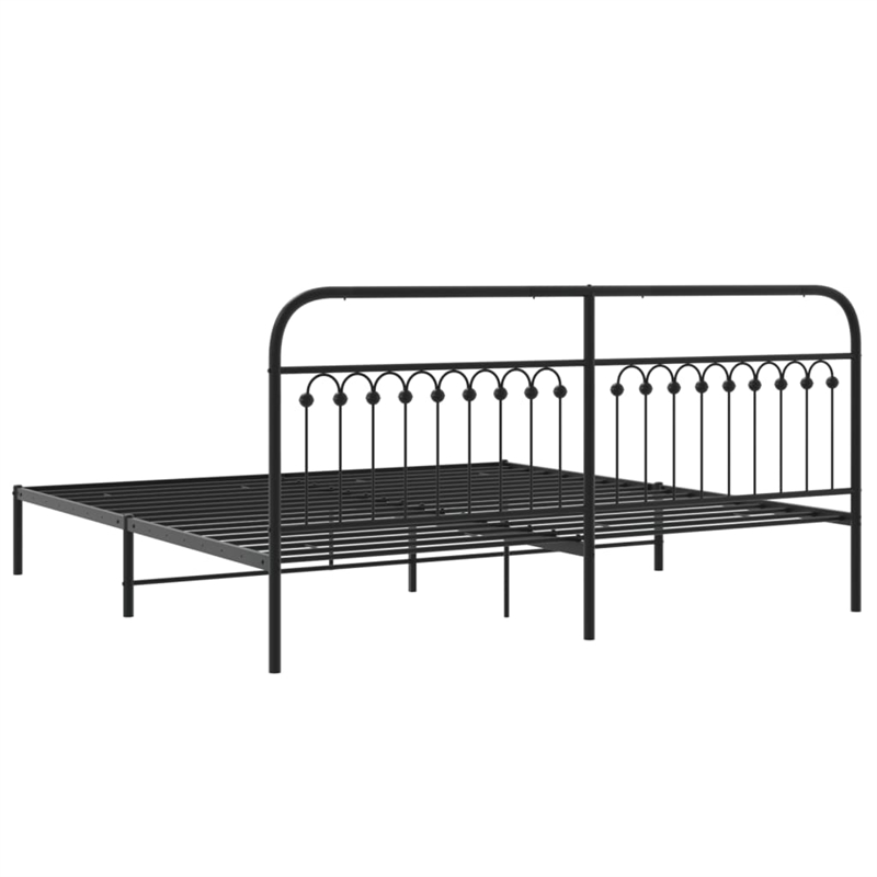 vidaXL Rectangular Modern Steel Full Bed Frame in Black