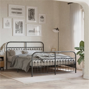 vidaXL Engineered Wood King Bed Frame in Black