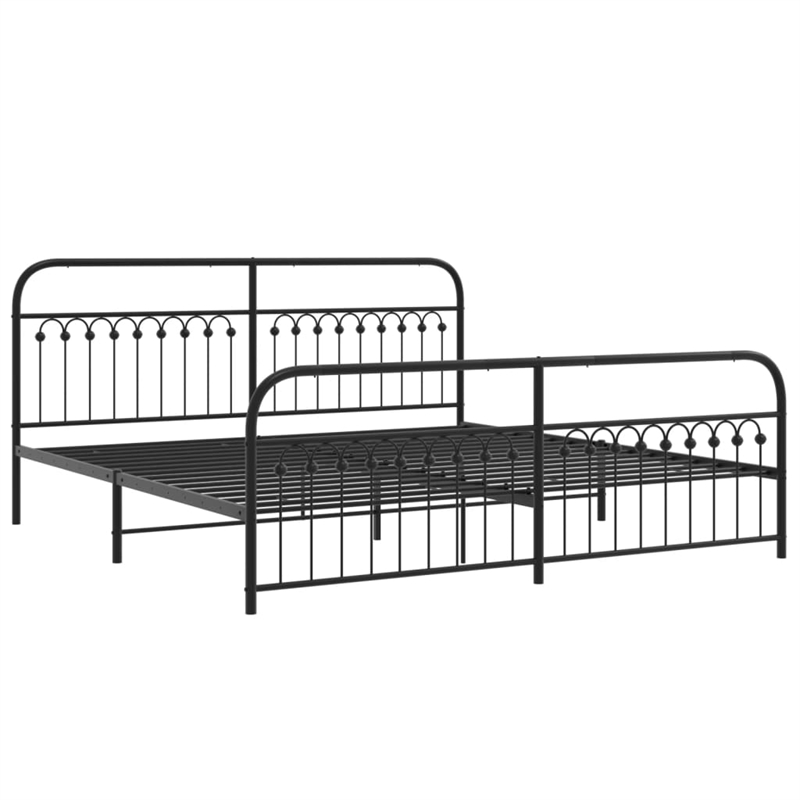 vidaXL Rectangular Modern Steel Full Bed Frame in Black