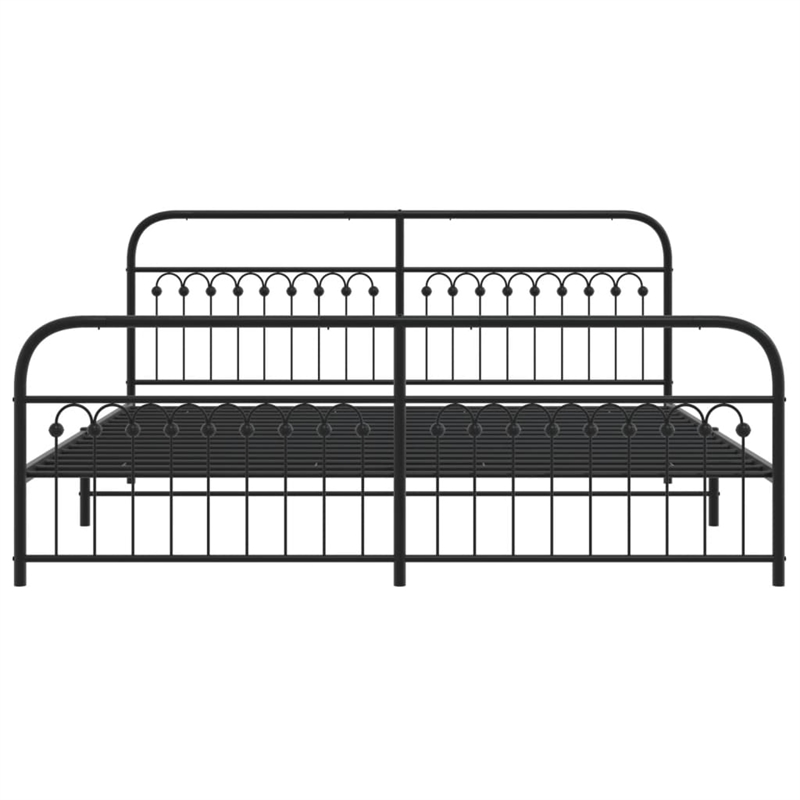 vidaXL Rectangular Modern Steel Full Bed Frame in Black