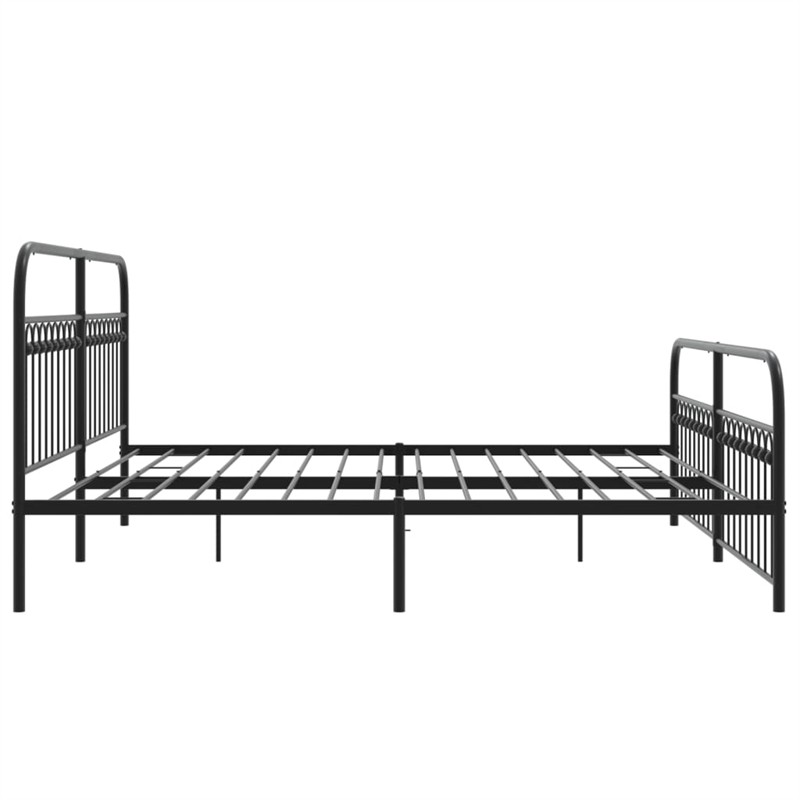 vidaXL Rectangular Modern Steel Full Bed Frame in Black