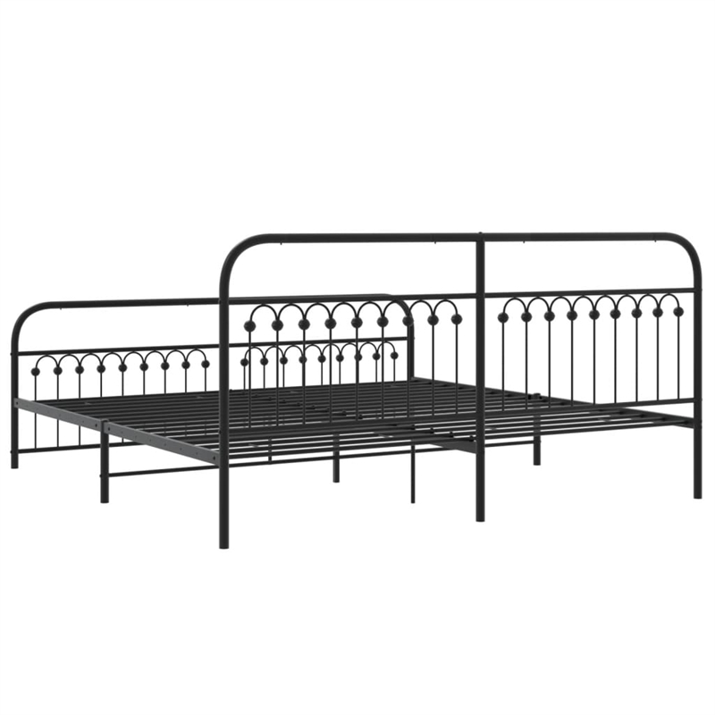 vidaXL Rectangular Modern Steel Full Bed Frame in Black