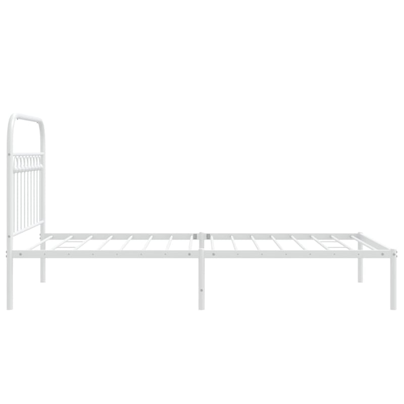vidaXL Rectangular Transitional Steel Twin Bed Frame in White