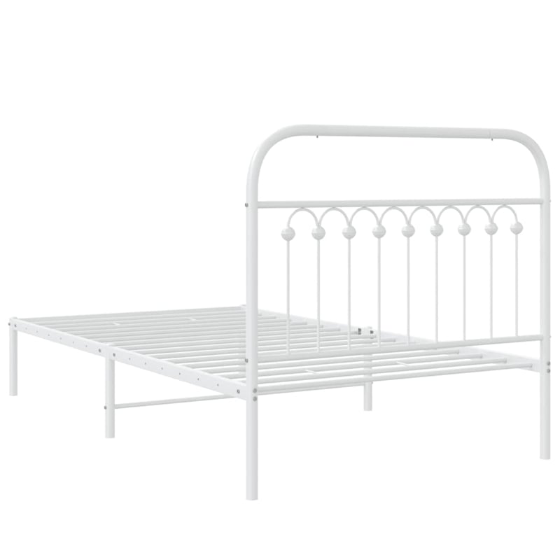 vidaXL Rectangular Transitional Steel Twin Bed Frame in White