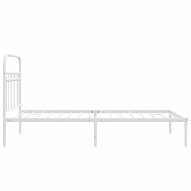 vidaXL 39.4 x 78.7 Rectangular Bed Frame in White Steel