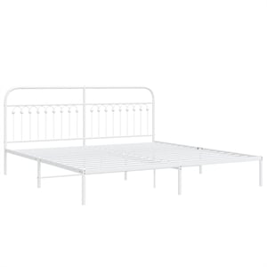 vidaXL Rectangular Powder-Coated Steel Full Bed Frame in White