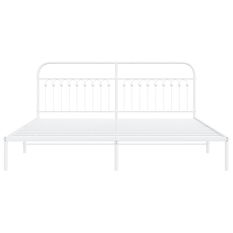 vidaXL Rectangular Powder-Coated Steel Full Bed Frame in White