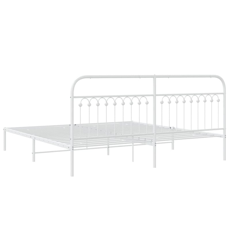 vidaXL Rectangular Powder-Coated Steel Full Bed Frame in White