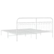 vidaXL Rectangular Powder-Coated Steel Full Bed Frame in White