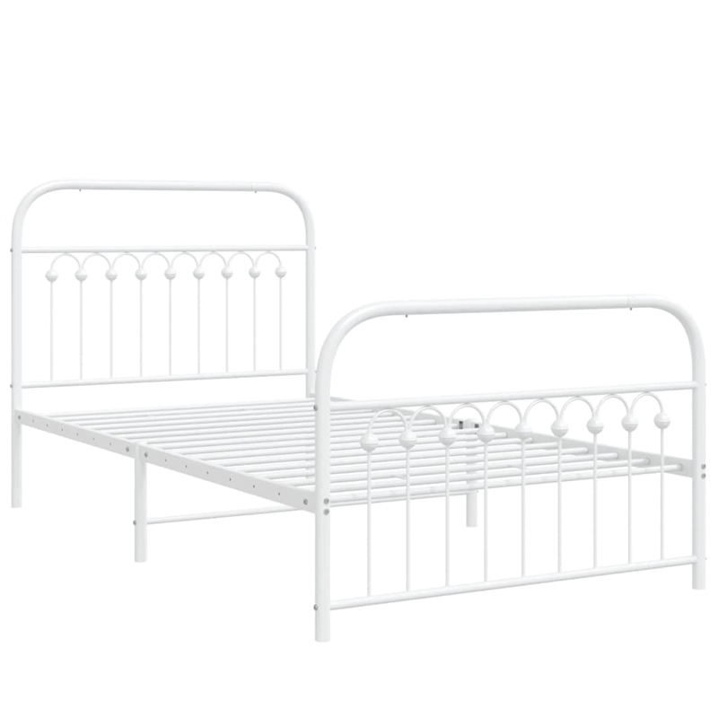 vidaXL Engineered wood Twin Bed Frame in White