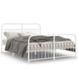 vidaXL Rectangular Powder-Coated Steel Full Bed Frame in White