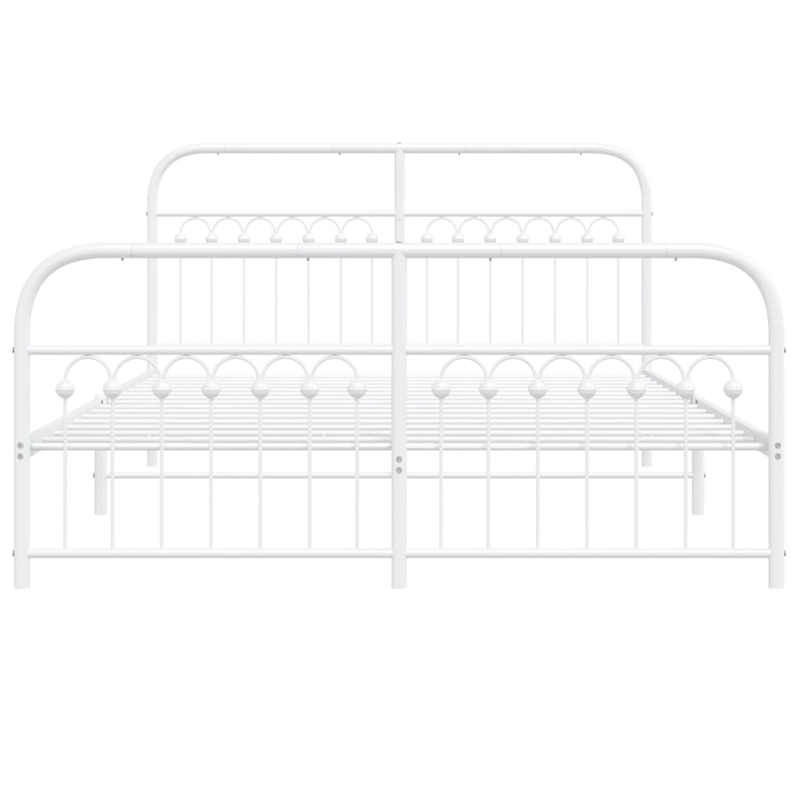 vidaXL Rectangular Powder-Coated Steel Full Bed Frame in White