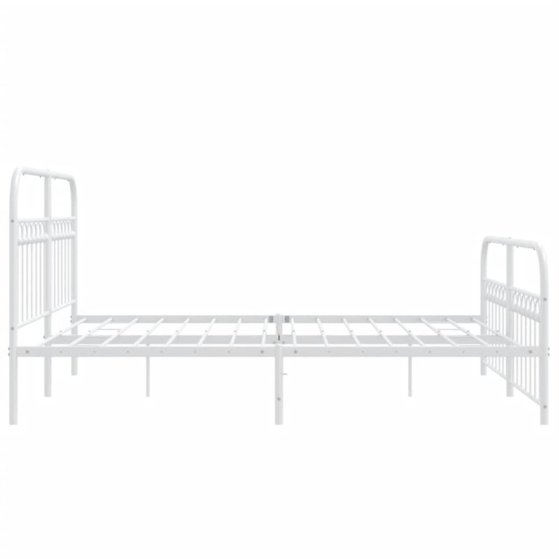 vidaXL Rectangular Powder-Coated Steel Full Bed Frame in White