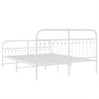 vidaXL Rectangular Powder-Coated Steel Full Bed Frame in White