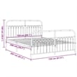 vidaXL Rectangular Powder-Coated Steel Full Bed Frame in White