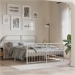 vidaXL Rectangular Powder-Coated Steel Full Bed Frame in White