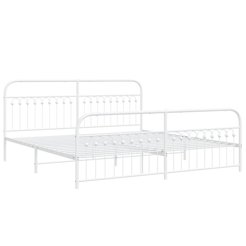 vidaXL 76 x 80 Rectangular Bed Frame in White Steel