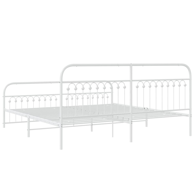 vidaXL 76 x 80 Rectangular Bed Frame in White Steel
