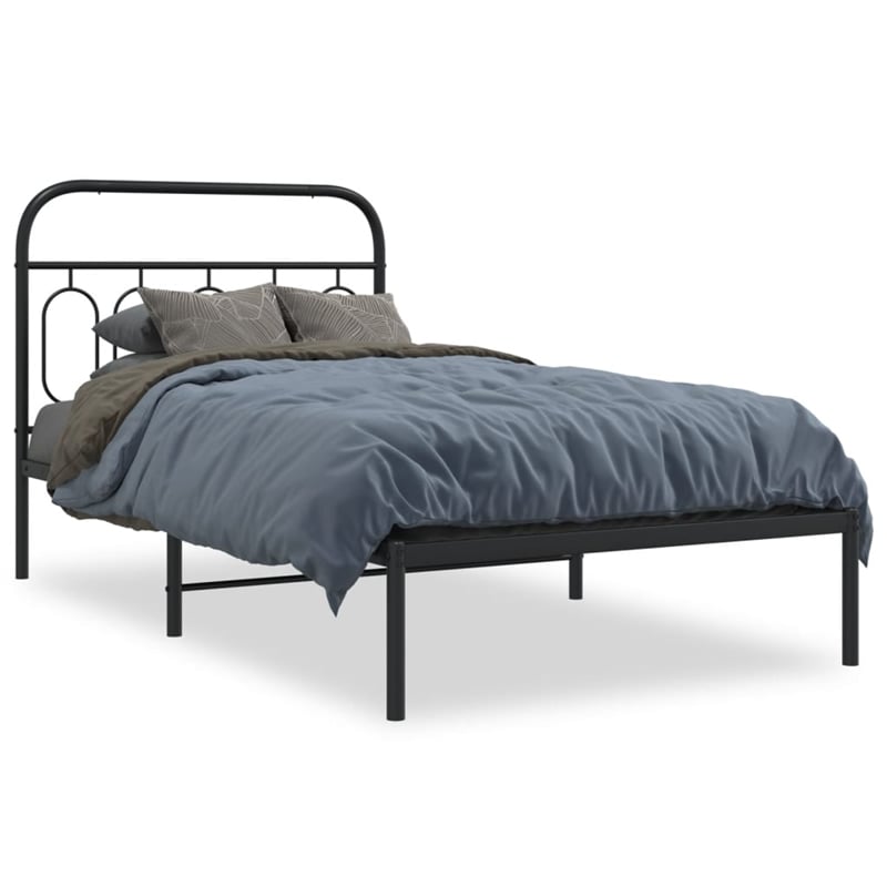 vidaXL 39.4x78.7 Rectangular Bed Frame in Black Steel