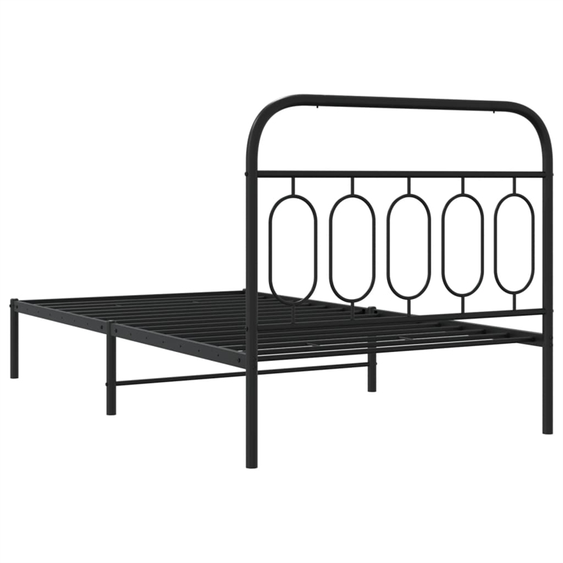 vidaXL 39.4x78.7 Rectangular Bed Frame in Black Steel