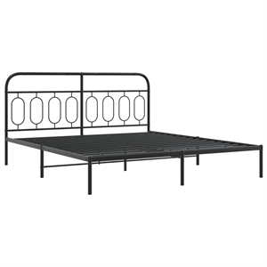 vidaXL Rectangular Modern Steel Full Bed Frame in Black