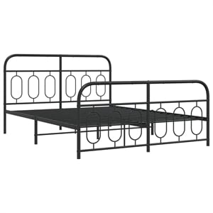 vidaXL Rectangular Modern Steel Full Bed Frame in Black