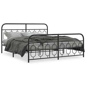 vidaXL Rectangular Modern Steel Full Bed Frame in Black