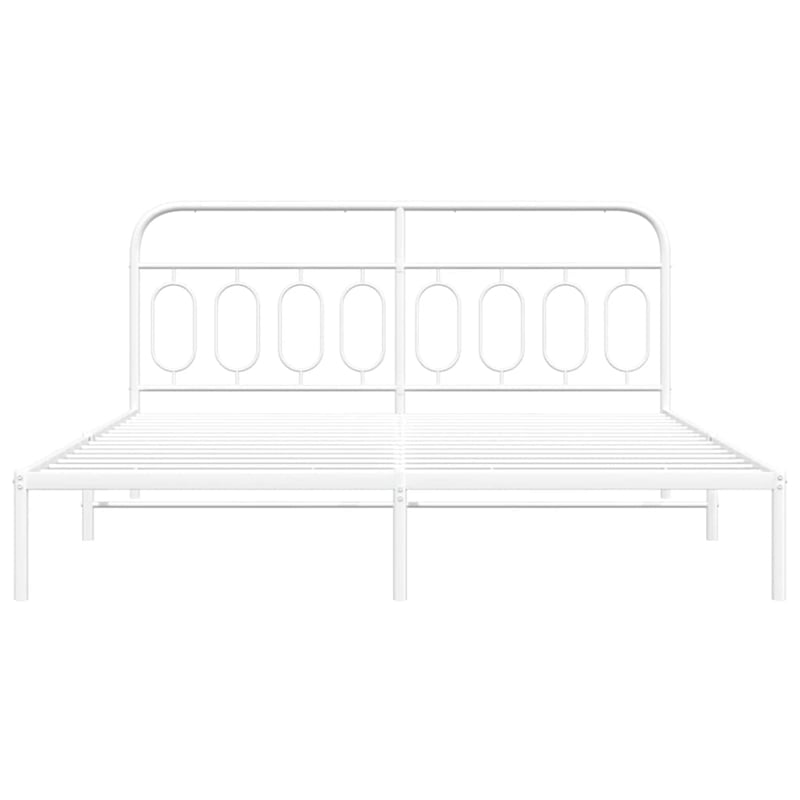 vidaXL Powder-Coated Steel King/Double Bed Frame in White