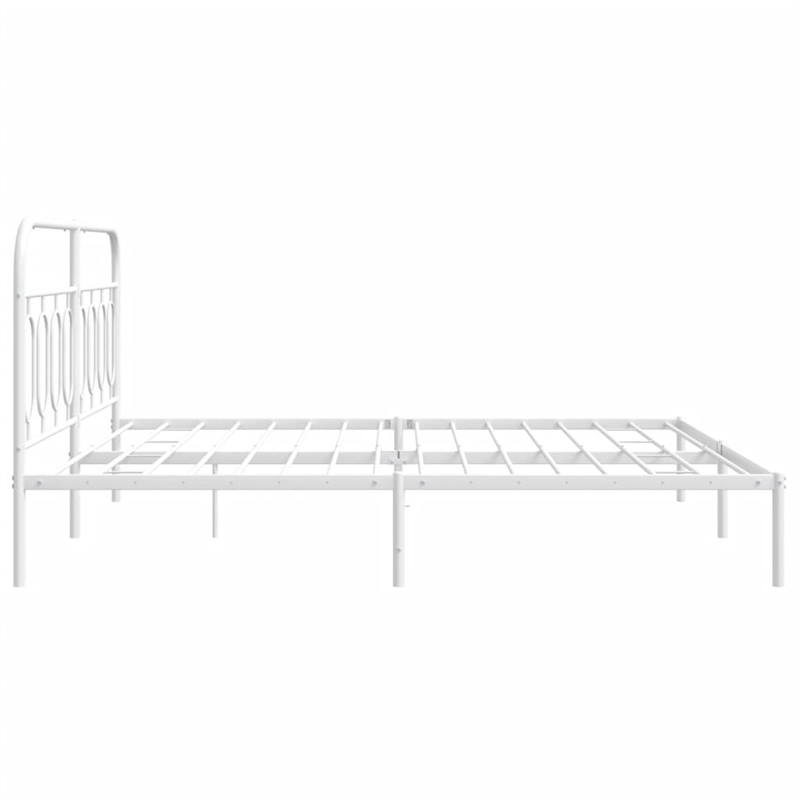 vidaXL Powder-Coated Steel King/Double Bed Frame in White
