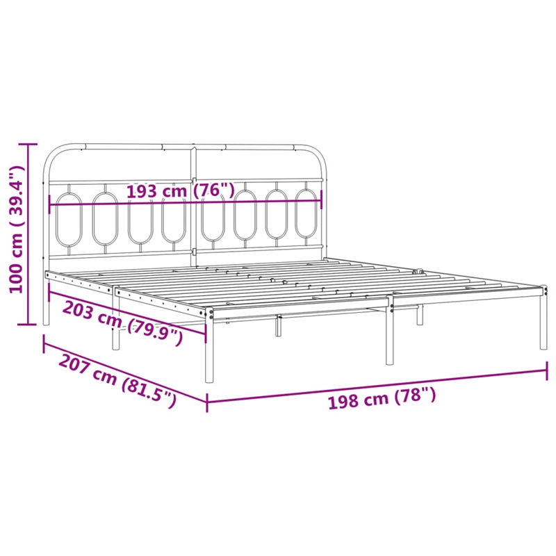 vidaXL Powder-Coated Steel King/Double Bed Frame in White