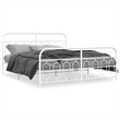 vidaXL Rectangular Powder-Coated Steel Full Bed Frame in White