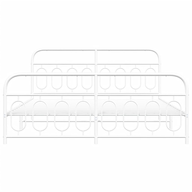 vidaXL Rectangular Powder-Coated Steel Full Bed Frame in White